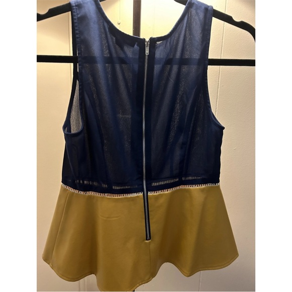 Size small, navy, and mustard color Double Zero peplum top. - Picture 2 of 3